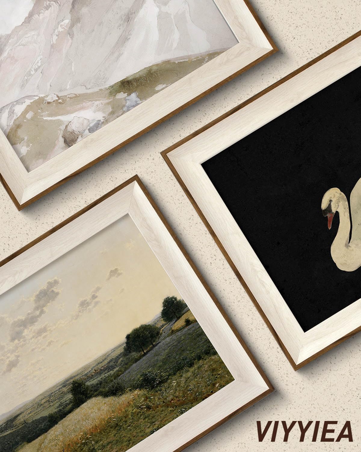 VIYYIEA Framed Wall Art for Living Room, Swan Wall Decor, 12×10 Inch