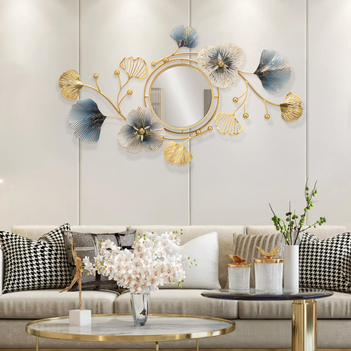 Lucky Monet Wall Art Decor Large Metal Wall Art Modern Geometric Circular Decor Wall Sculptures Wall Hanging Decoration for Living Room Dinning Room Bedroom Entryway Kitchen (Style 3)