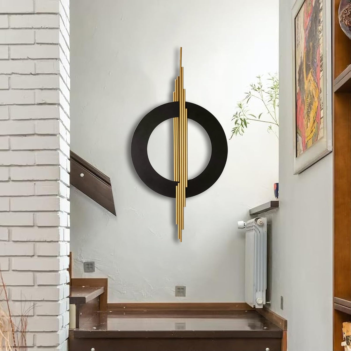 JFUJFU Large Black & Gold 3d Metal Wall Art with Geometric Round for Home