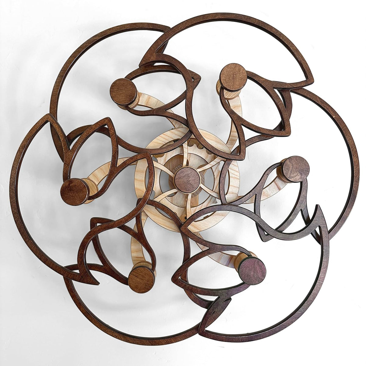 Mindsight Moving Kinetic Wall Art - Wind up to power peaceful motion (no battery) - Calming Wall Décor for Living Room, Office, Bedroom, Kitchen - Hand Crafted Wood - Ripple, Canyon Brown