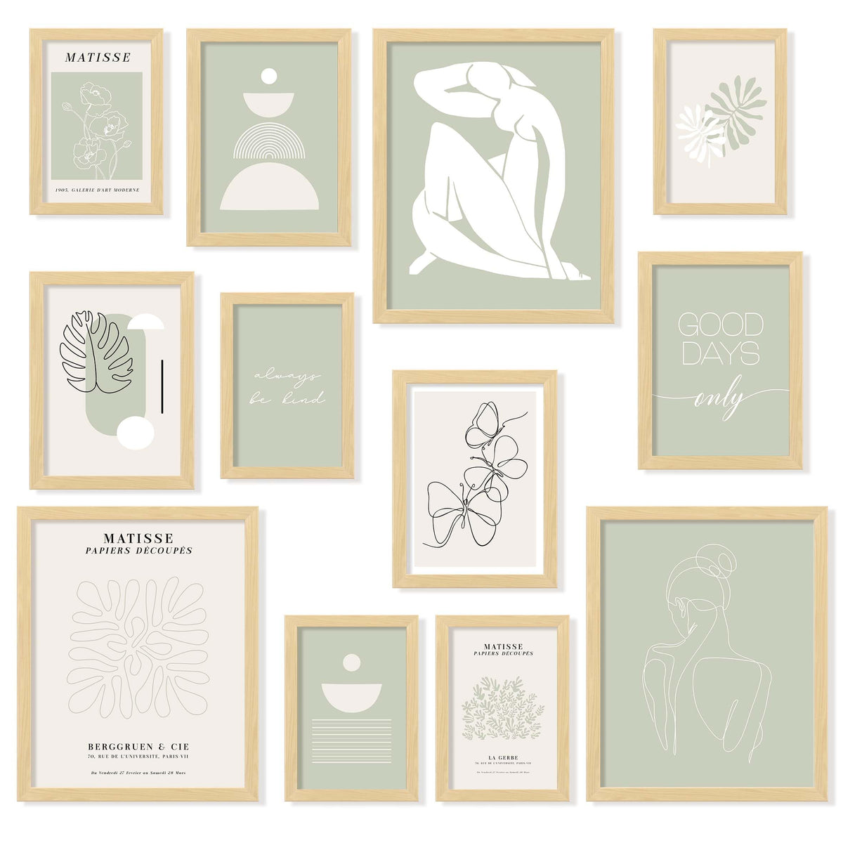 Eclectic Wall Art Prints Unframed, Mid Century Retro Decor for Home Bedroom