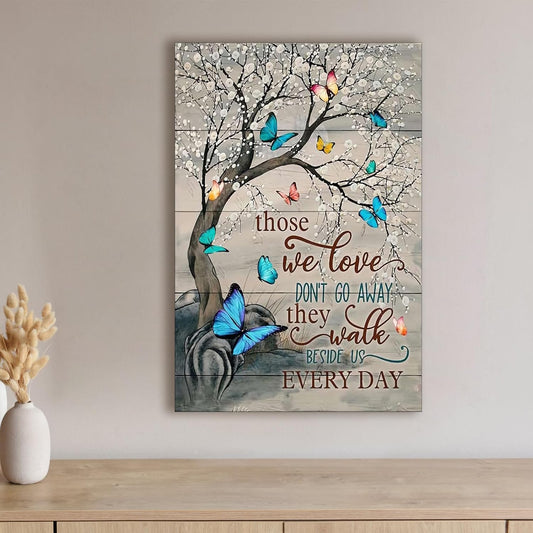 1pc “Those We Love Don’t Go Away” Flower Butterfly Wall Art Inspirational Decor, 30 * 45cm/12 * 18in Unframed
