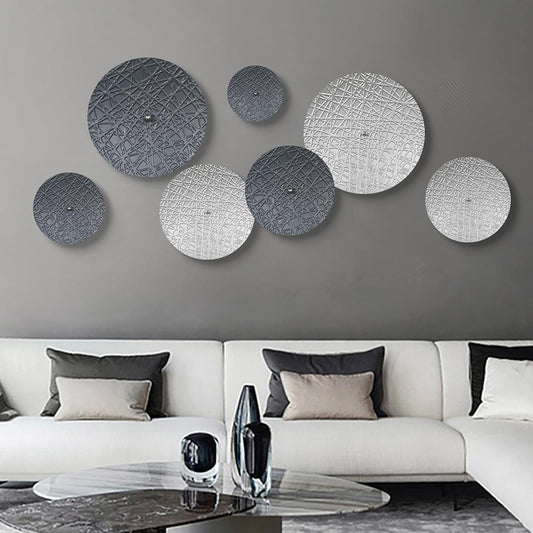 Silver and Gray Metal Wall Art Decor for Modern Living Room Hallway