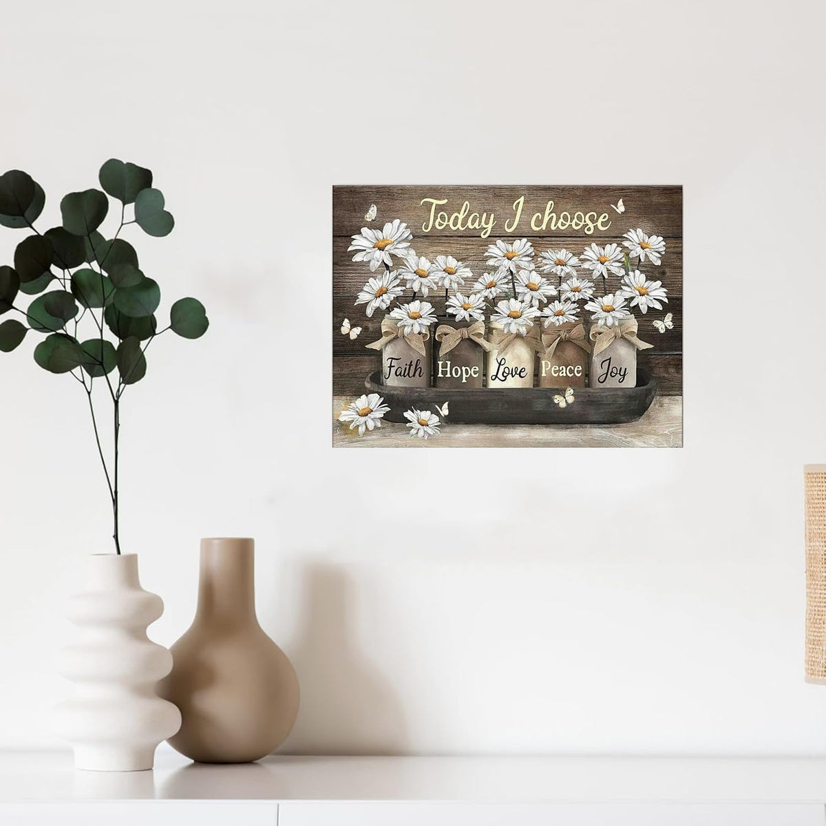 1pc “Today Choose” Golden Flower Canvas Wall Art, Decor for Living Room & Bedroom, 30 * 45cm/12 * 18in Unframed