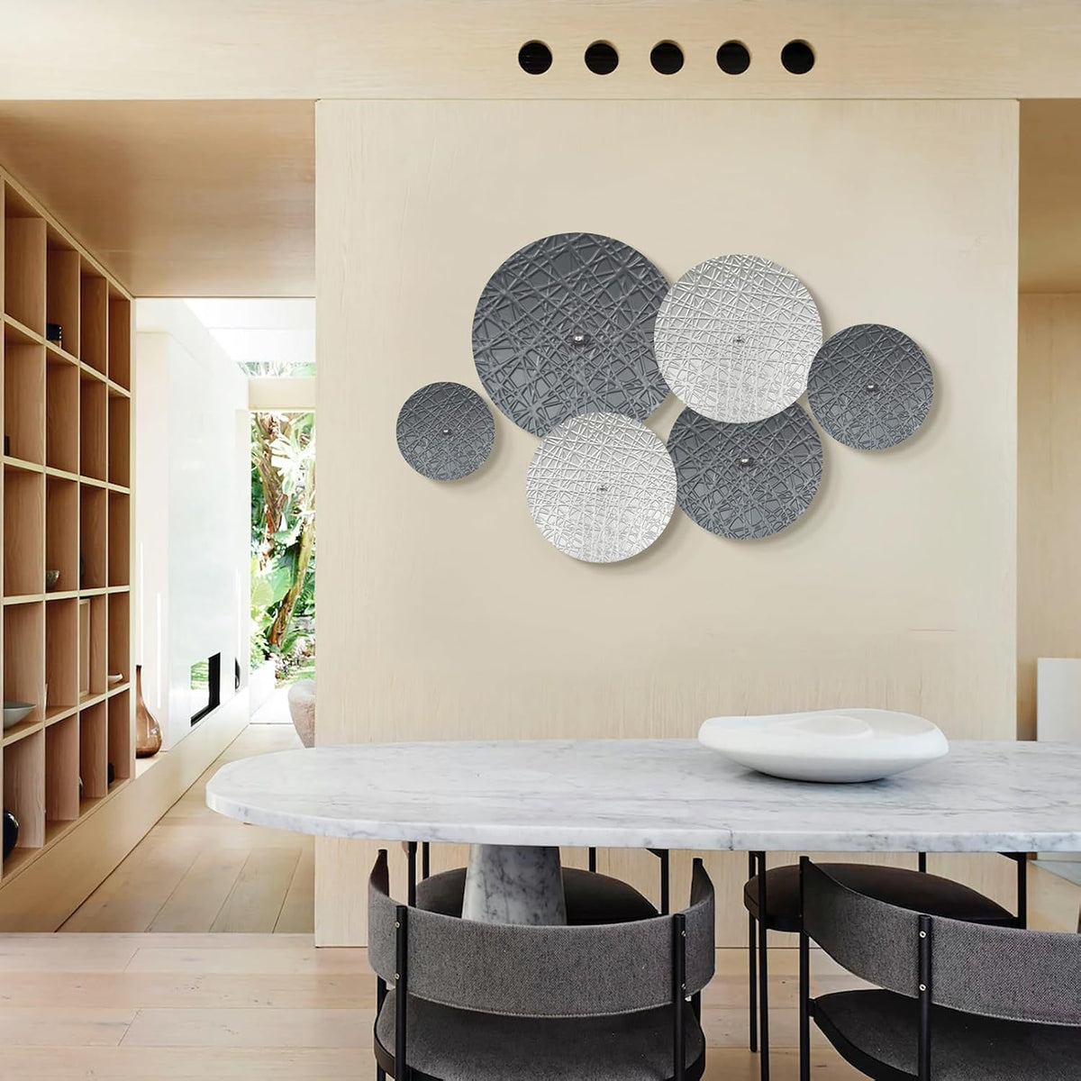 Silver and Gray Metal Wall Art Decor for Modern Living Room Hallway