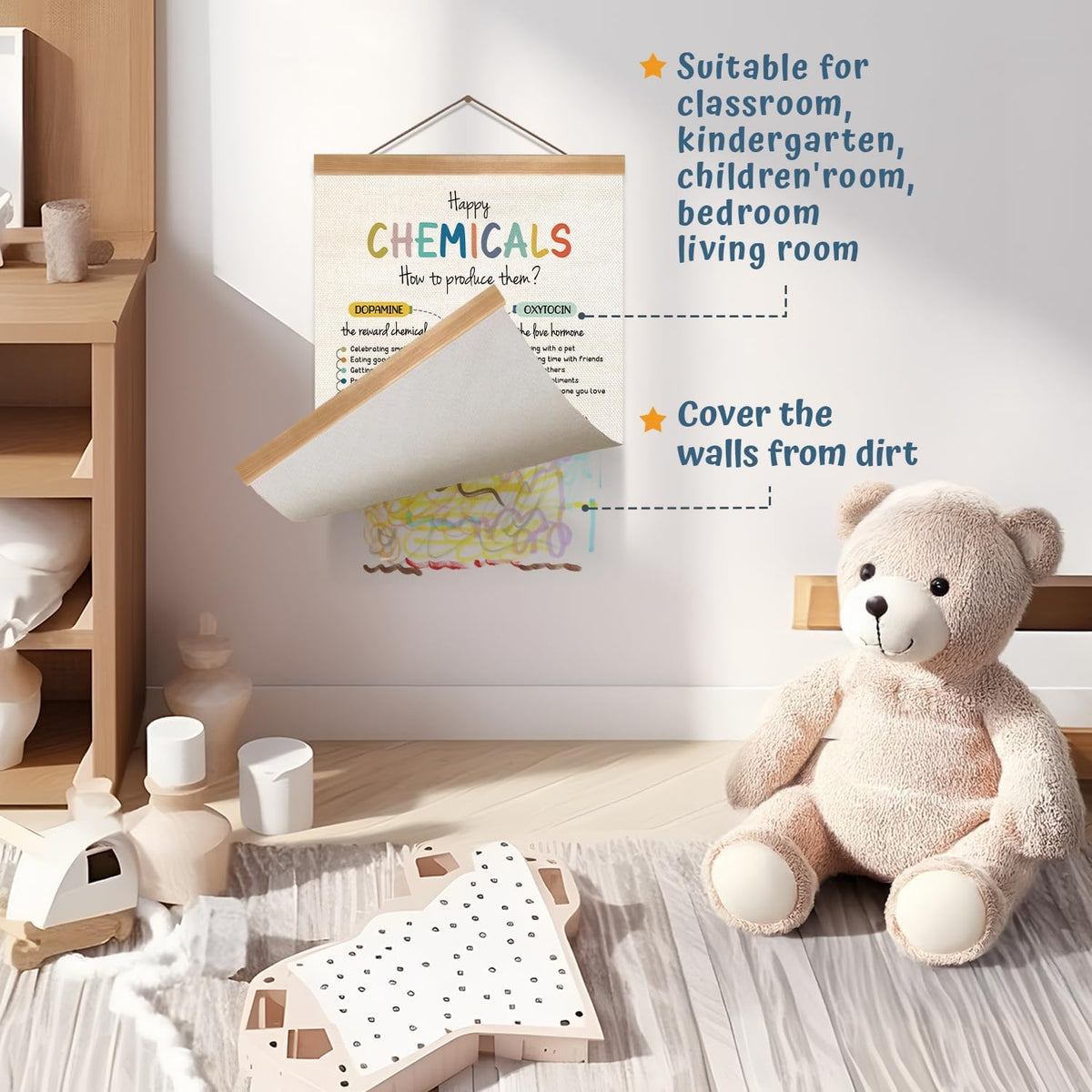 ZTGDA Happy Chemicals Poster, Mental Health Posters, Motivational Wall Art Decor, Therapy Office Decor, Counseling Office Must Haves, School Counselor Supplies, Calm Down Corner Wall Art Decoration