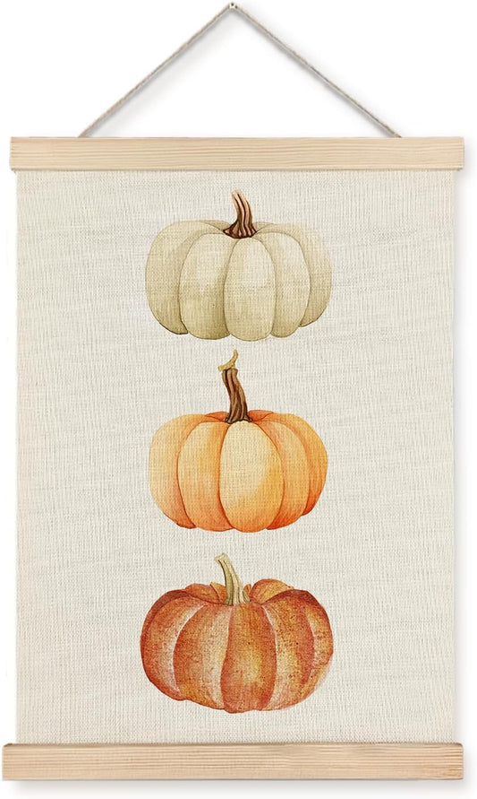 LUVADIAN Fall Pumpkin Decor, Fall Wall Decor Poster Hanger Frame, Autumn Wall Art Posters, Falls Decorations for Home, Farmhouse Autumn Decorations Posters, 12x16 Inches