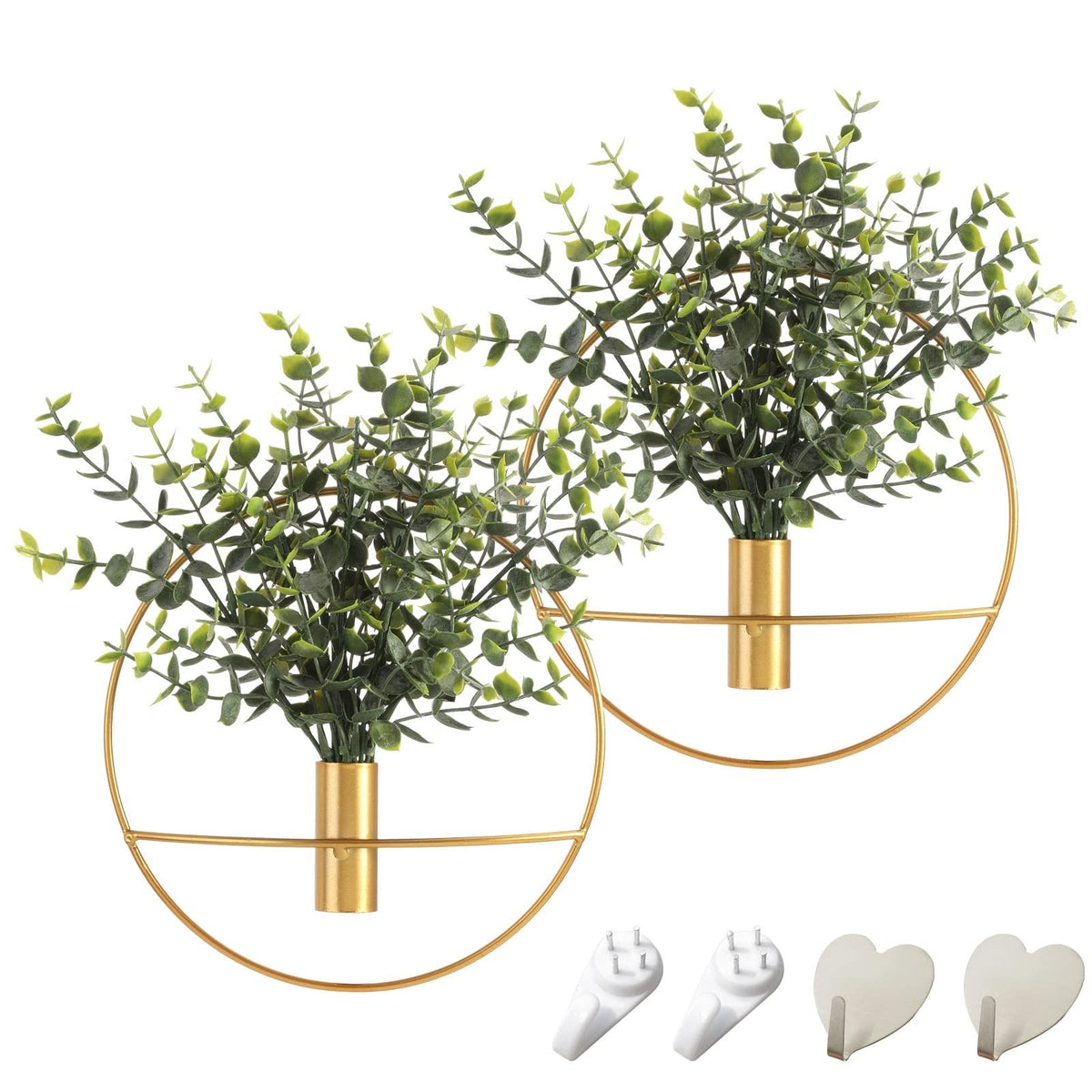 Pretty Jolly Boho Wall Decor, Wall-Mounted Metal Art, Hanging Artificial Pampas Display, Living Room, Bedroom, Bathroom, Diningroom, Fake Faux Plant 2 Pack Black Brown