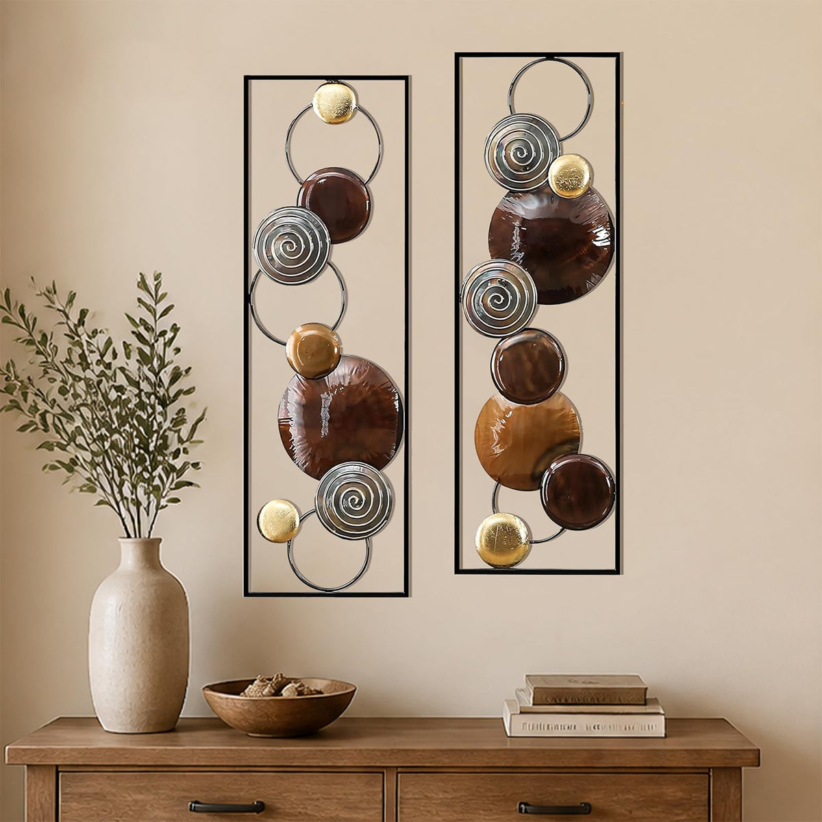 JFUJFU Large Black & Gold 3d Metal Wall Art with Geometric Round for Home
