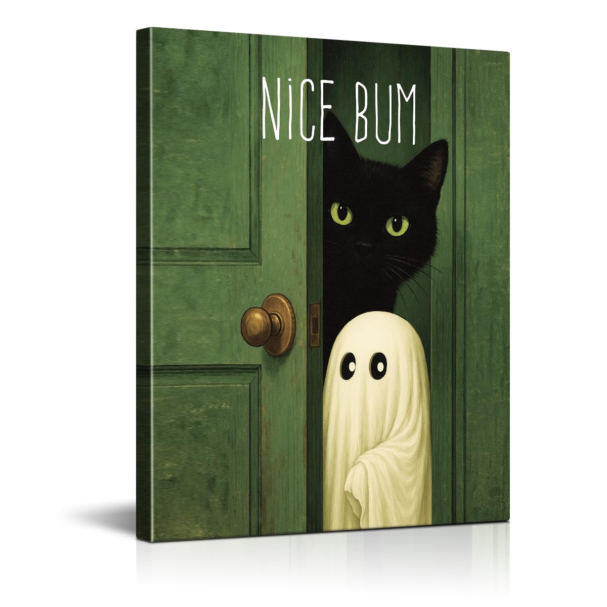 Funny Ghost Cat Halloween Bathroom Wall Art Ghost Are Canvas Print Framed