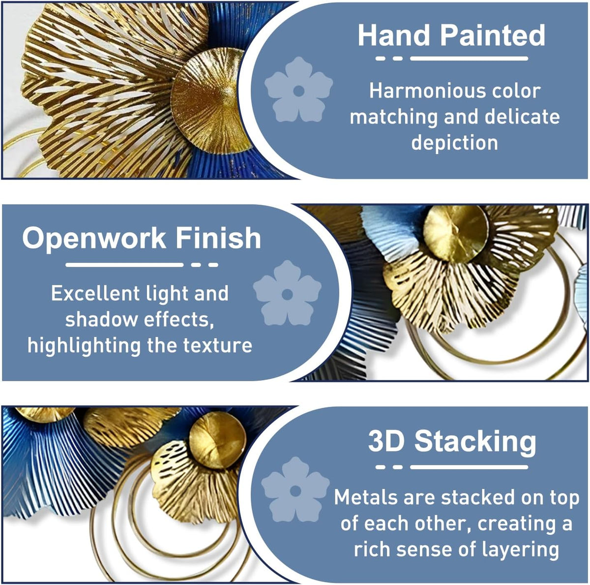 edaknez Metal Wall Art for Living Room 51" Extra Large Flower Wall Decor