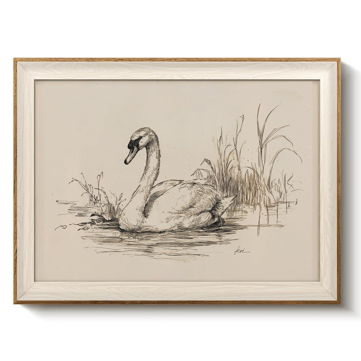 VIYYIEA Framed Wall Art for Living Room, Swan Wall Decor, 12×10 Inch