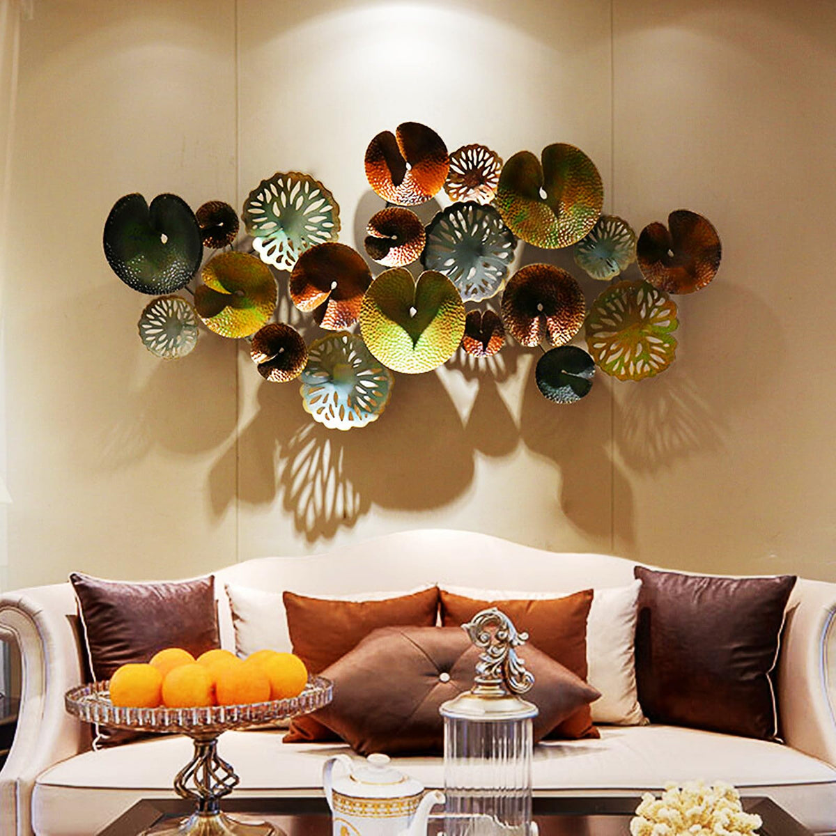 AHSDBG Extra-large Wall Decor, Coastal Metal Lotus Flower Wall Art Décor