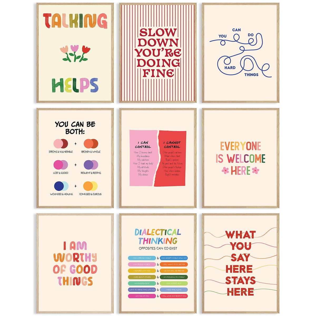 Mental Health Wall Art Child Psychology Canvas Poster Therapy Office Wall Decor Inspirational Prints Motivational Pictures Affirmations Artwork Counselor Painting for Classroom 8x10x9 Inch Unframed