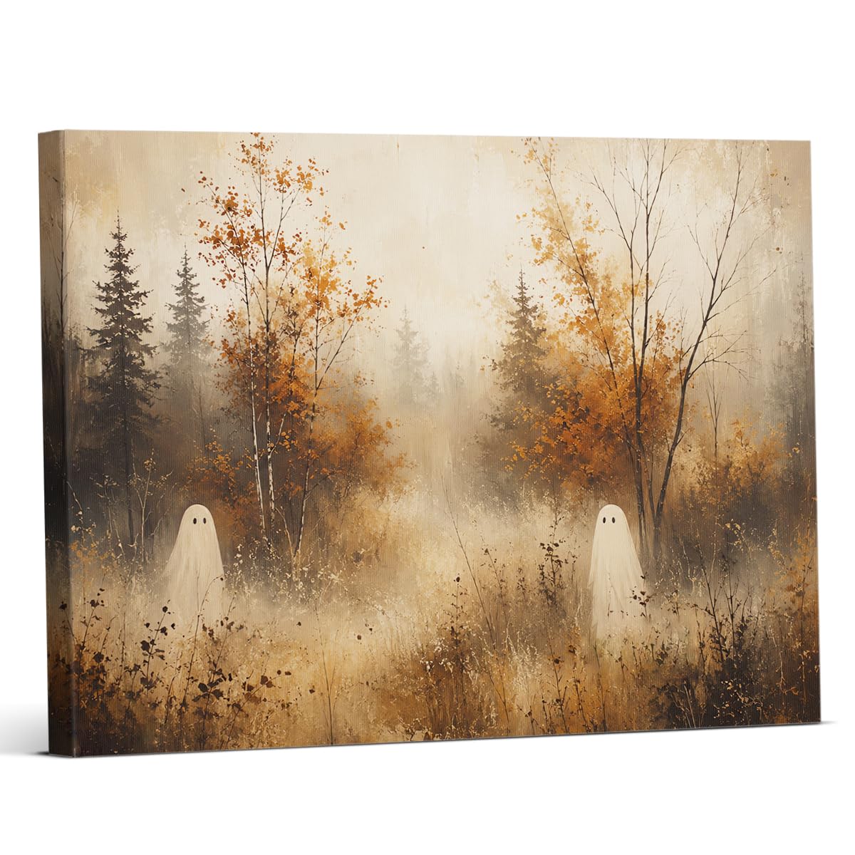 Funny Ghost Cat Halloween Bathroom Wall Art Ghost Are Canvas Print Framed