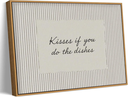 Kitchen Decor, Framed Wall Art, Kisses If You Do the Dishes Artwork 8x10in