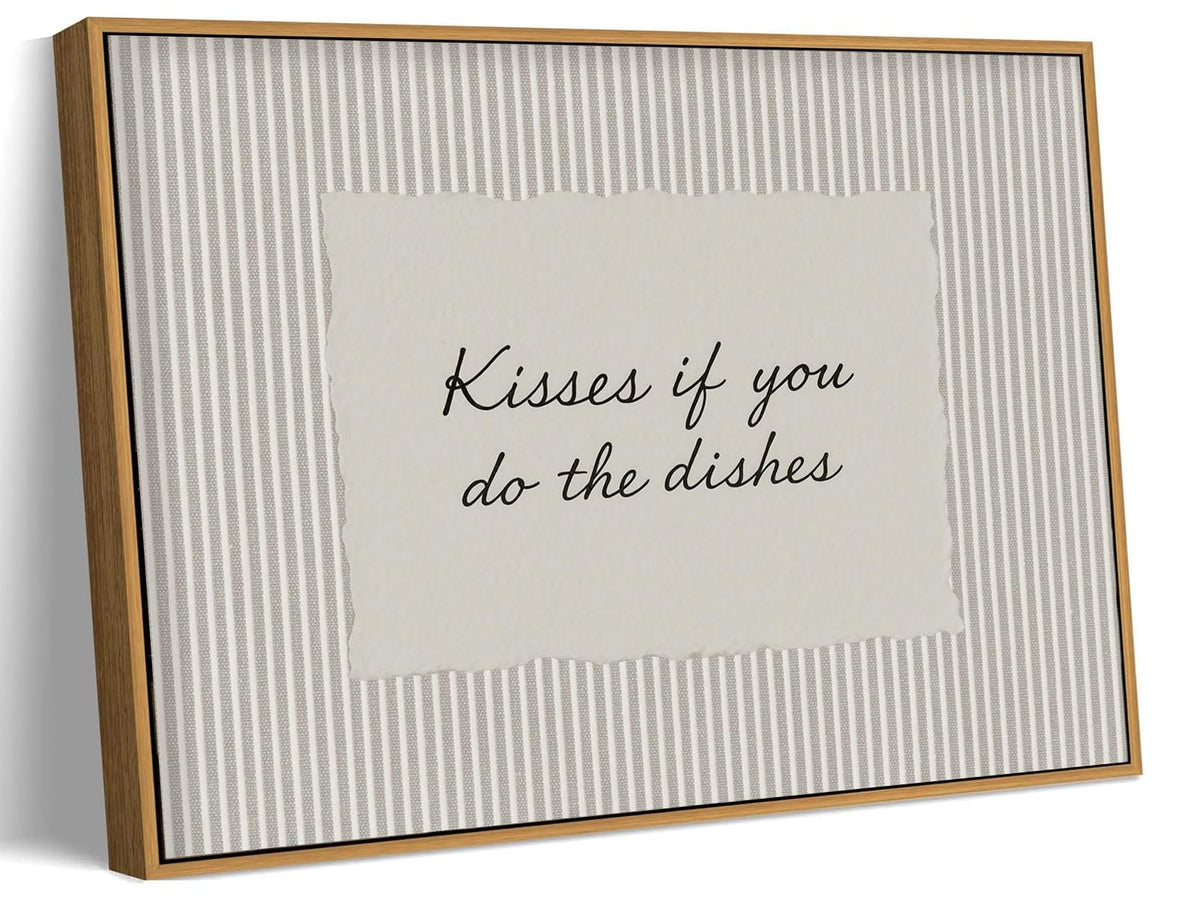 Kitchen Decor, Framed Wall Art, Kisses If You Do the Dishes Artwork 8x10in