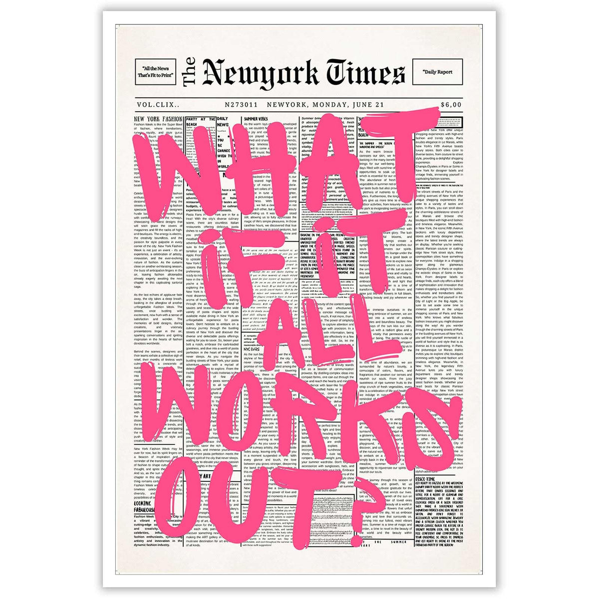 Drimiler Retro Black And White Newspaper Poster What If It All Works Out Canvas Wall Art Positive Affirming Quote Minimalist Prints Painting For Home Bedroom Dorm Wall Decor 8x12in Unframed