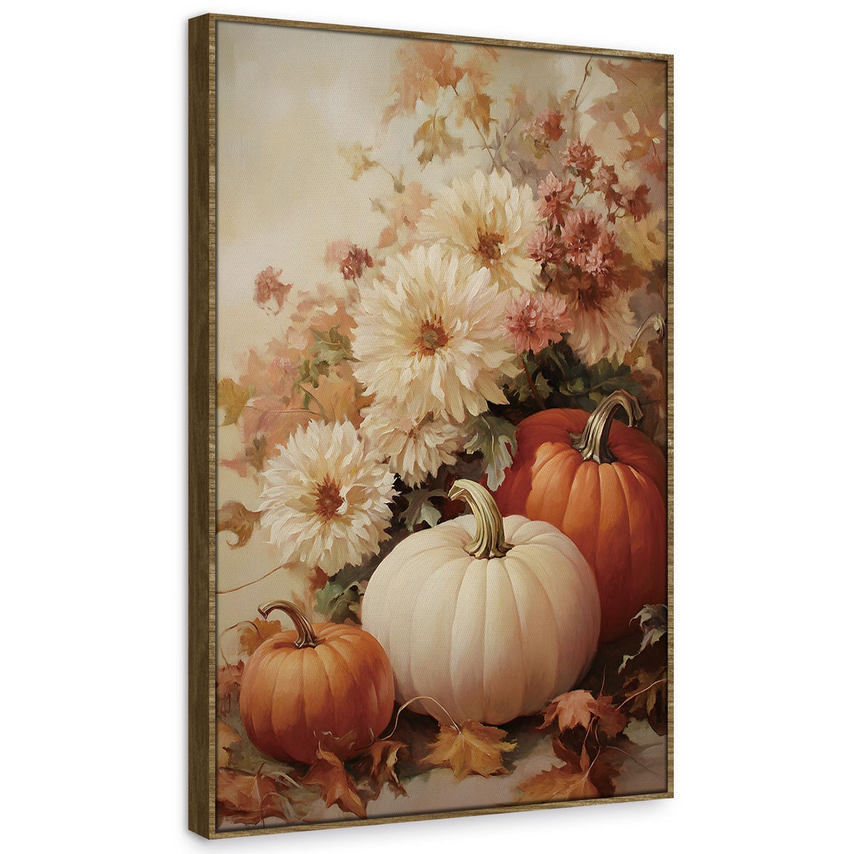 TLESKE Fall Pumpkin Rustic Farmhouse Wall Art Decor 11x14 (White-01)