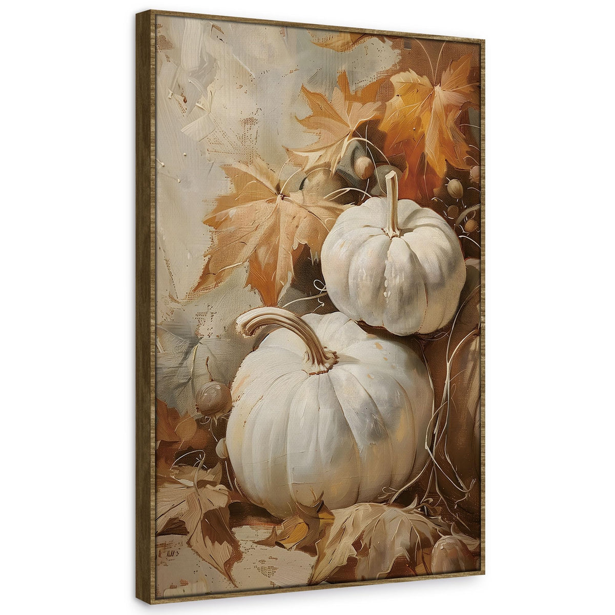 TLESKE Fall Pumpkin Rustic Farmhouse Wall Art Decor 11x14 (White-01)