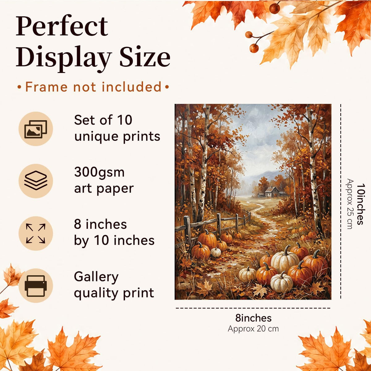 10Pcs 8x10 inch Fall Wall Art decor Prints Unframed Retro Scenery Posters