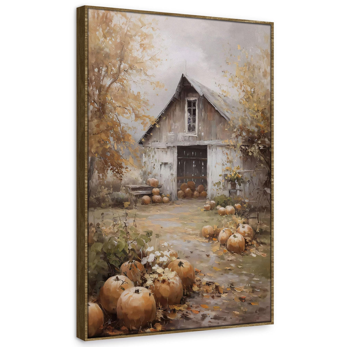 TLESKE Fall Pumpkin Rustic Farmhouse Wall Art Decor 11x14 (White-01)