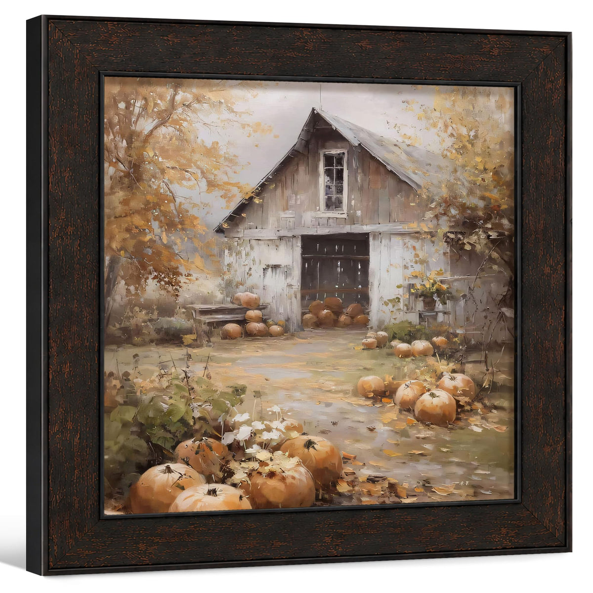 TLESKE Fall Pumpkin Rustic Farmhouse Wall Art Decor 11x14 (White-01)