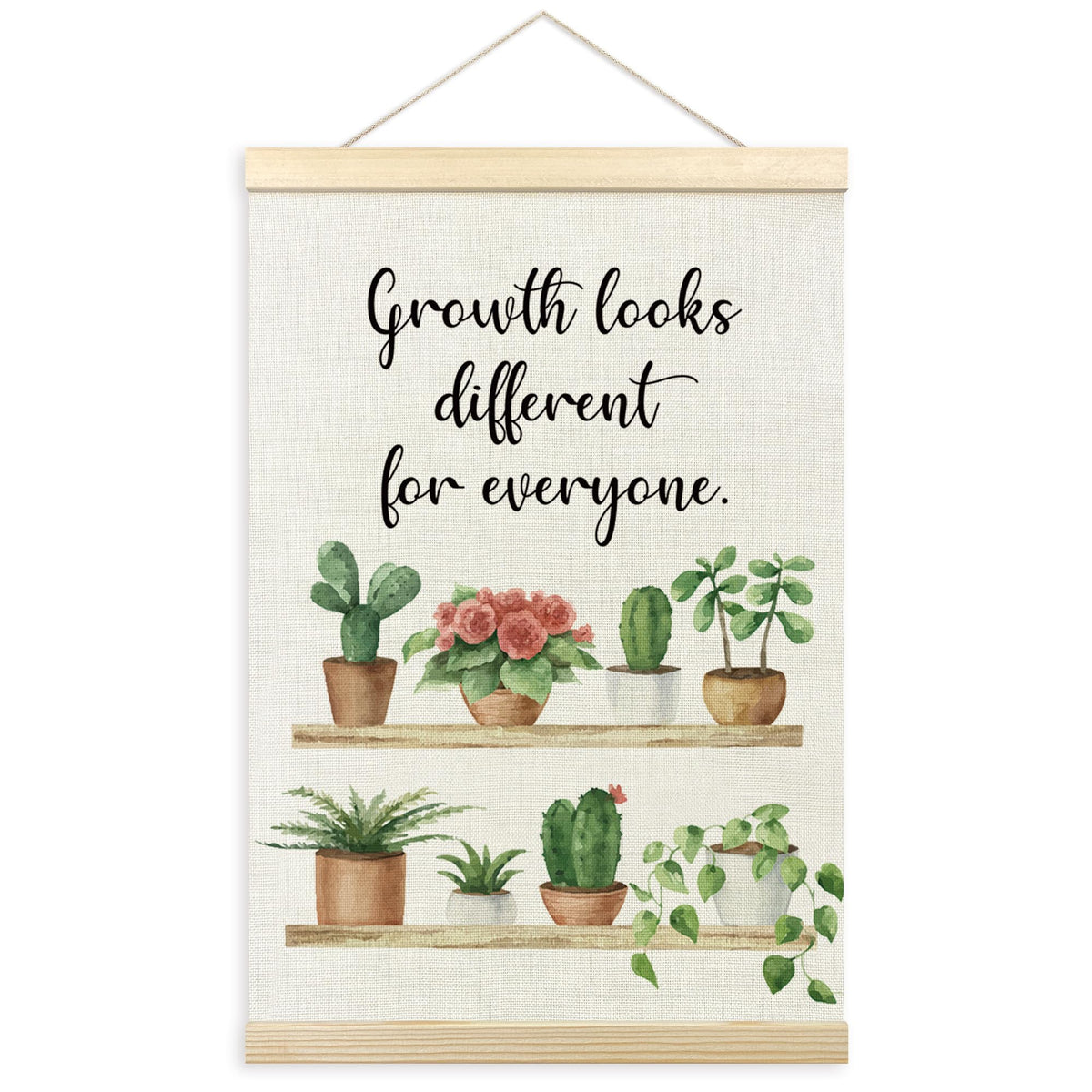 TLESKE Mental Health Wall Art Poster for Therapist Therapy Counseling Office, Motivational Inspirational Wall Decor for Classroom, Growth Looks Different for Everyone Poster with Hanger Frame 12x16