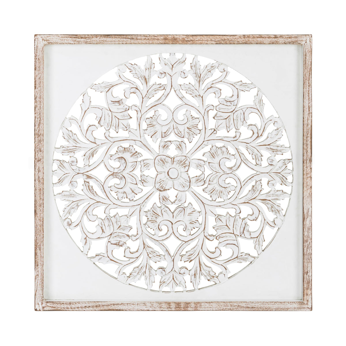 JFY Designs Iris Hand Carved Wood Medallion Wall Panels Bedroom Décor