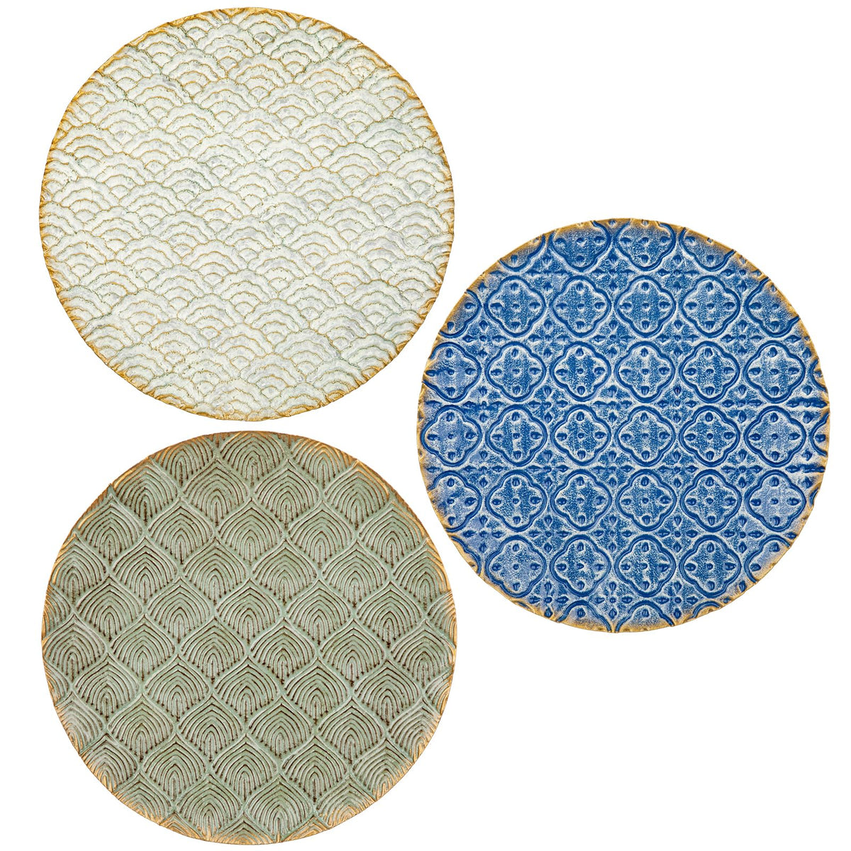 Briful 12" Gold Wall Décor Pack of 3 Metal Flower Plate Wall Art Modern Accent Hanging Wall Decorations For Home Office Bedroom Or Living Room Wall Sculptures