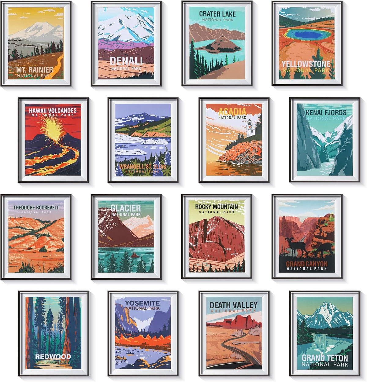 Gersoniel 16 Pcs National Park Posters Nature Art Wall Print, Vintage Style