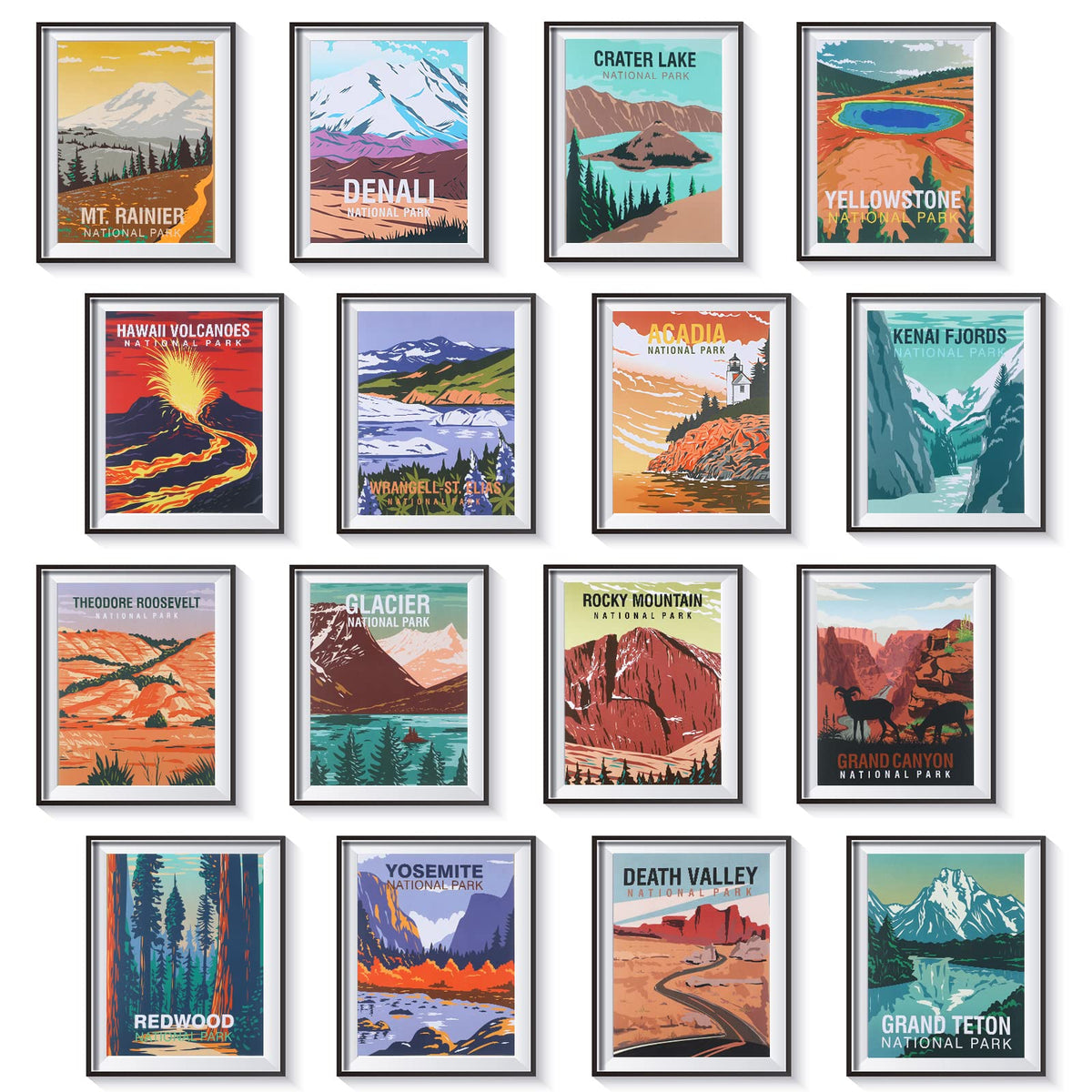 Gersoniel 16 Pcs National Park Posters Nature Art Wall Print, Vintage Style