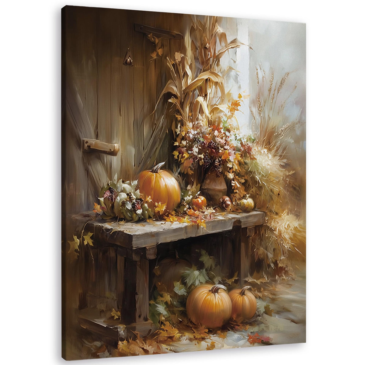 TLESKE Fall Pumpkin Rustic Farmhouse Wall Art Decor 11x14 (White-01)