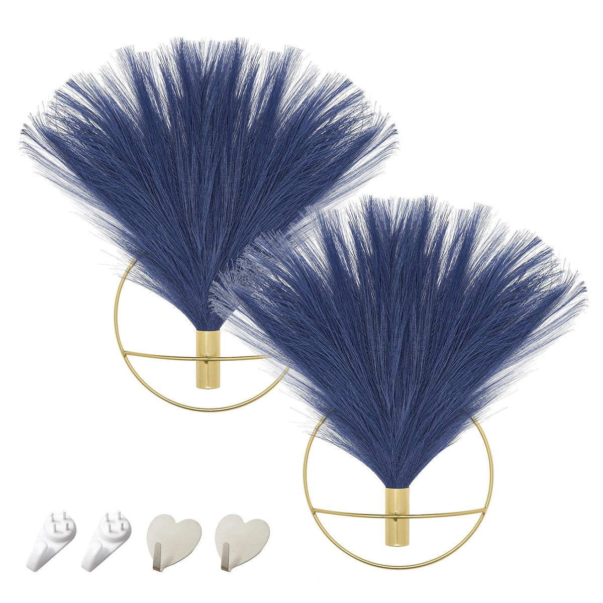 Pretty Jolly Boho Wall Decor, Wall-Mounted Metal Art, Hanging Artificial Pampas Display, Living Room, Bedroom, Bathroom, Diningroom, Fake Faux Plant 2 Pack Black Brown