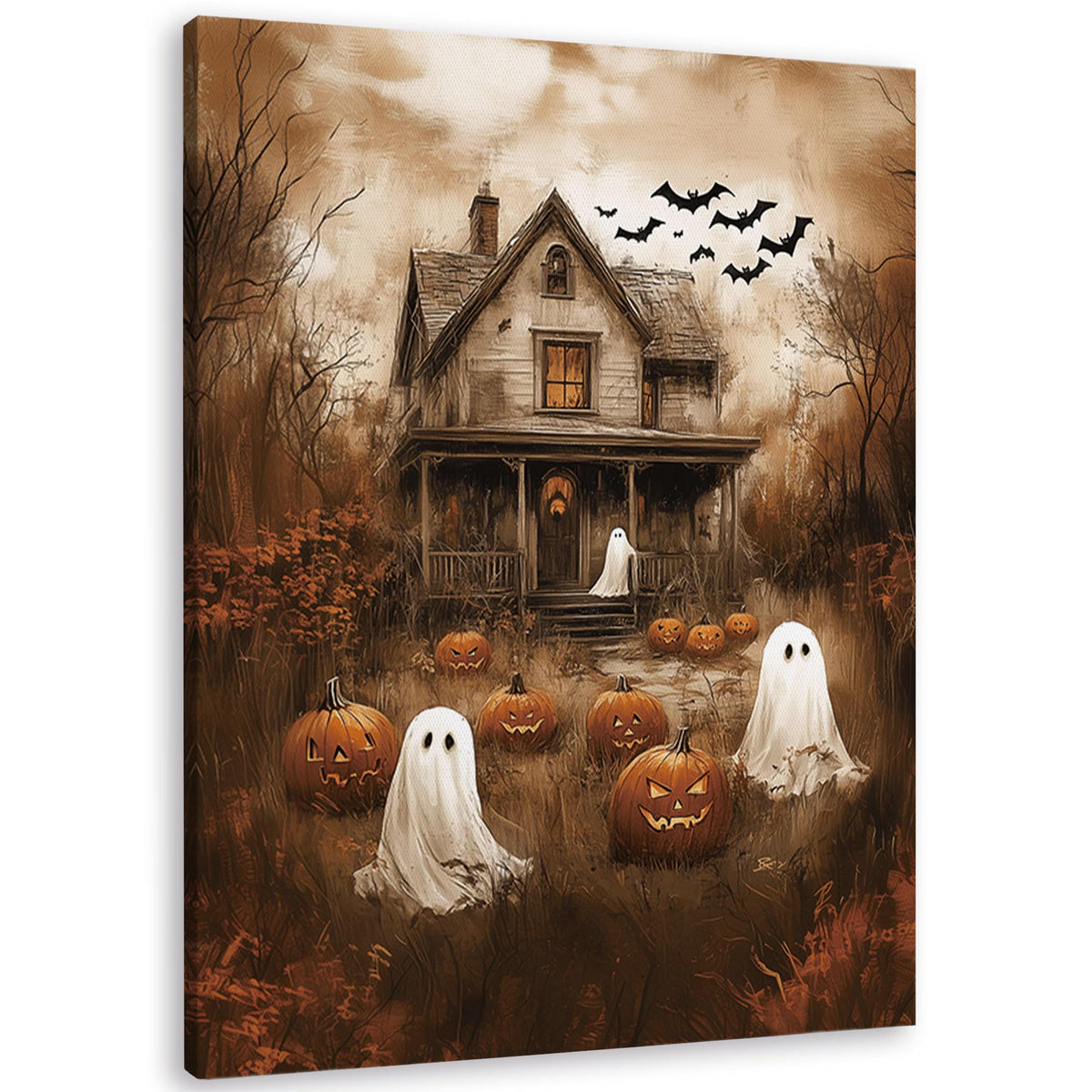 TLESKE Fall Pumpkin Rustic Farmhouse Wall Art Decor 11x14 (White-01)