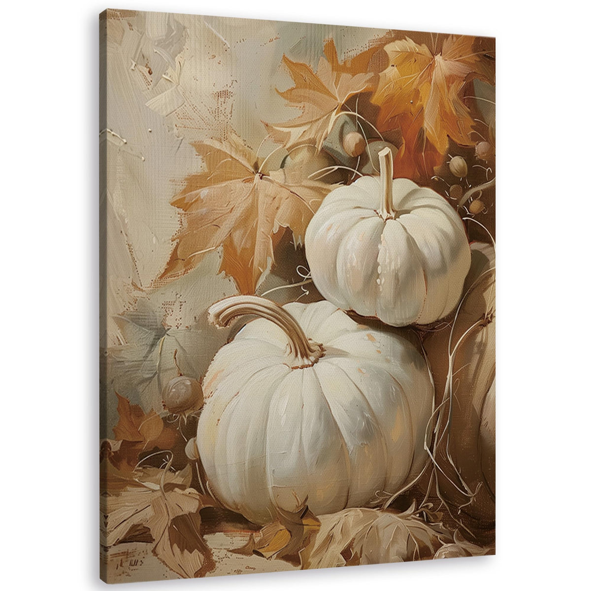 TLESKE Fall Pumpkin Rustic Farmhouse Wall Art Decor 11x14 (White-01)