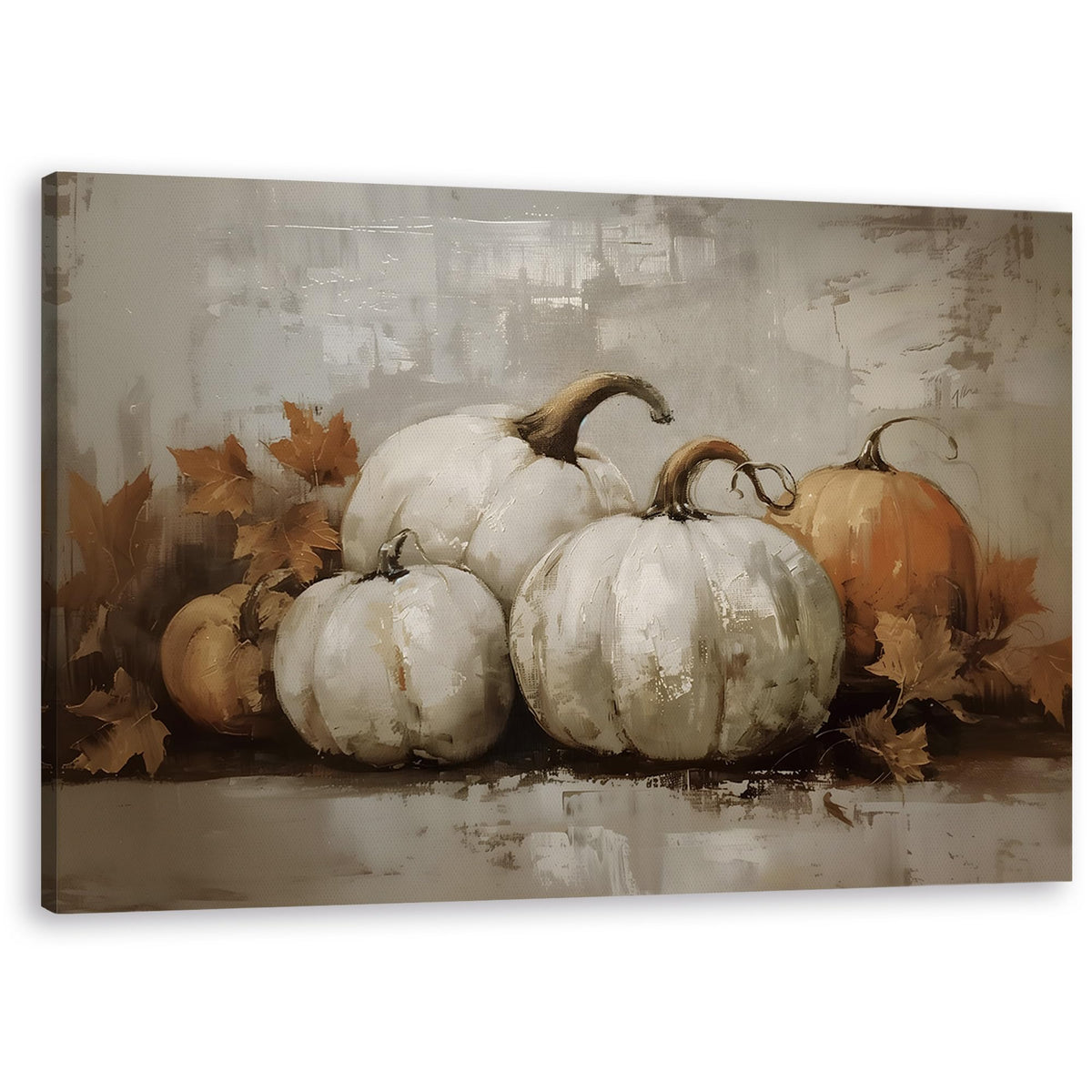 TLESKE Fall Pumpkin Rustic Farmhouse Wall Art Decor 11x14 (White-01)