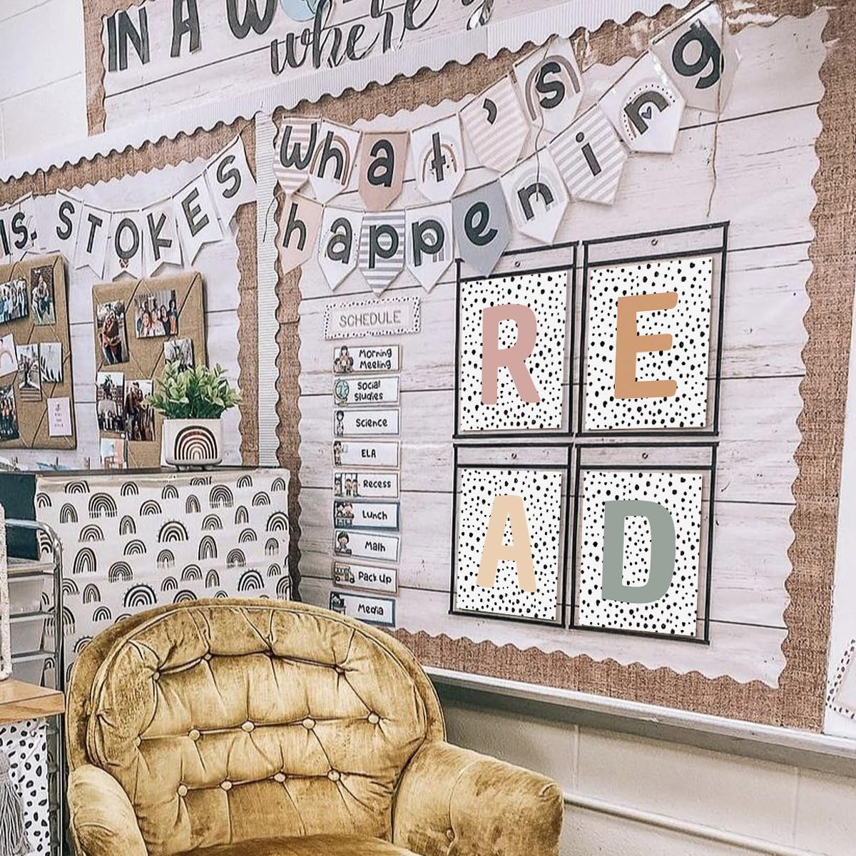 PLKMN Classroom Decor,Boho Classroom Must Haves Homeschool Decor Set of 4