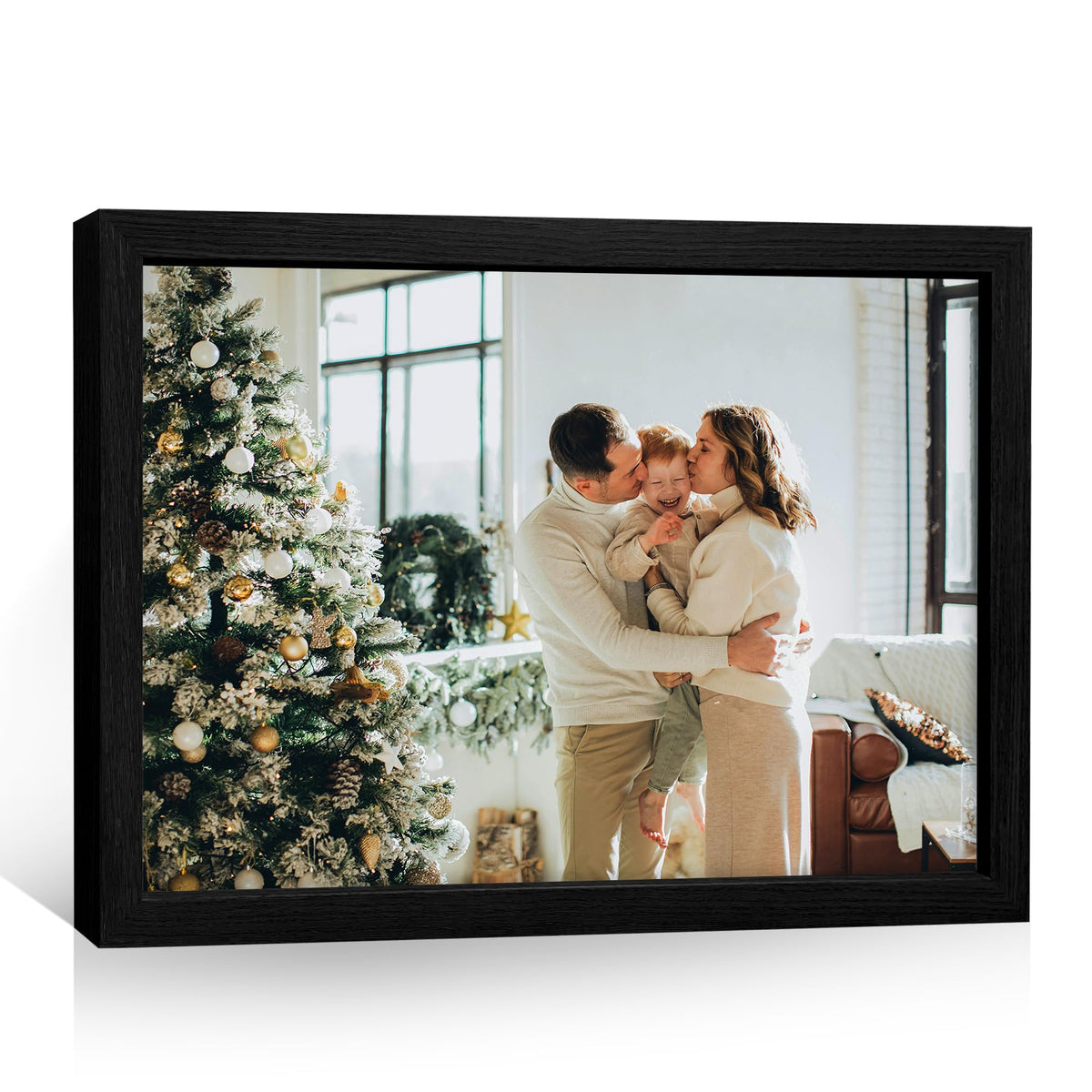 Framed Custom Canvas Prints with Your Photos Personalized Photo to Canvas Print Gifts for Couples Friends Family Baby Pets (Black, 8" L x 10" W)