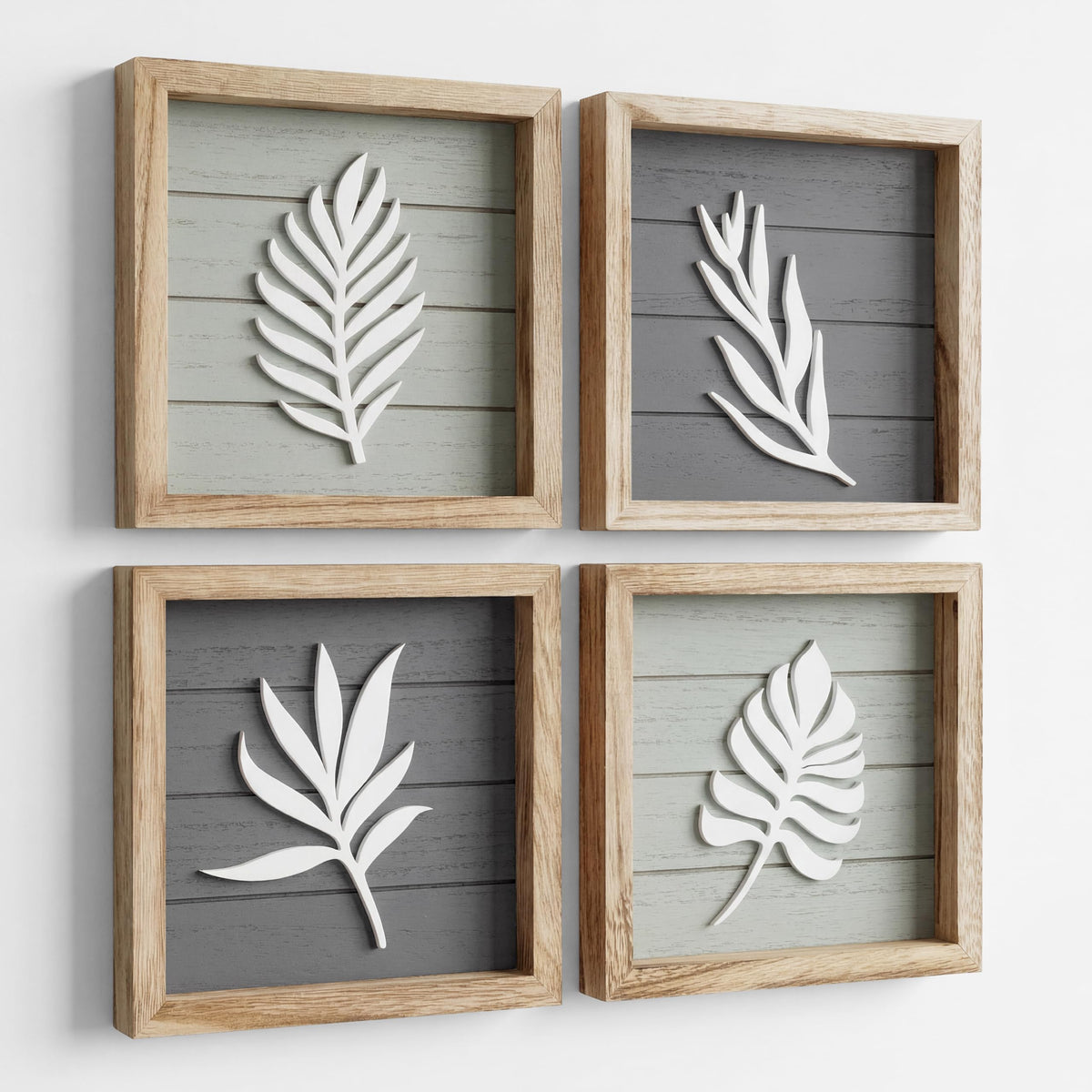 Tide and Tales 3d Sage Green Framed Wall Art, Set of 4, Bathroom Decor