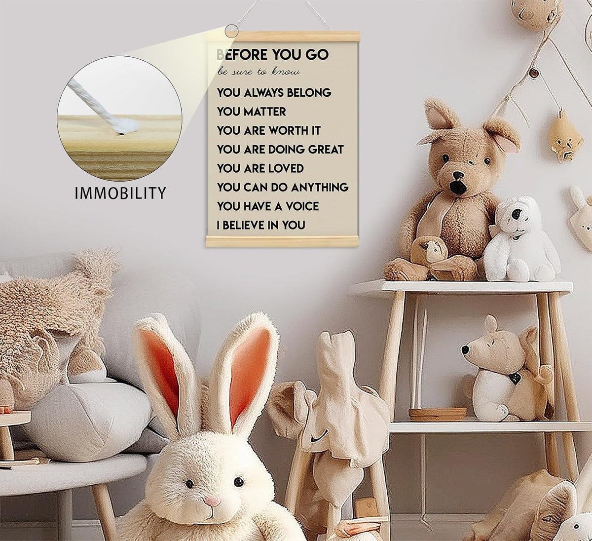 Positive Affirmations Inspirational Classroom Nursery Wall Art Decor, 12x16