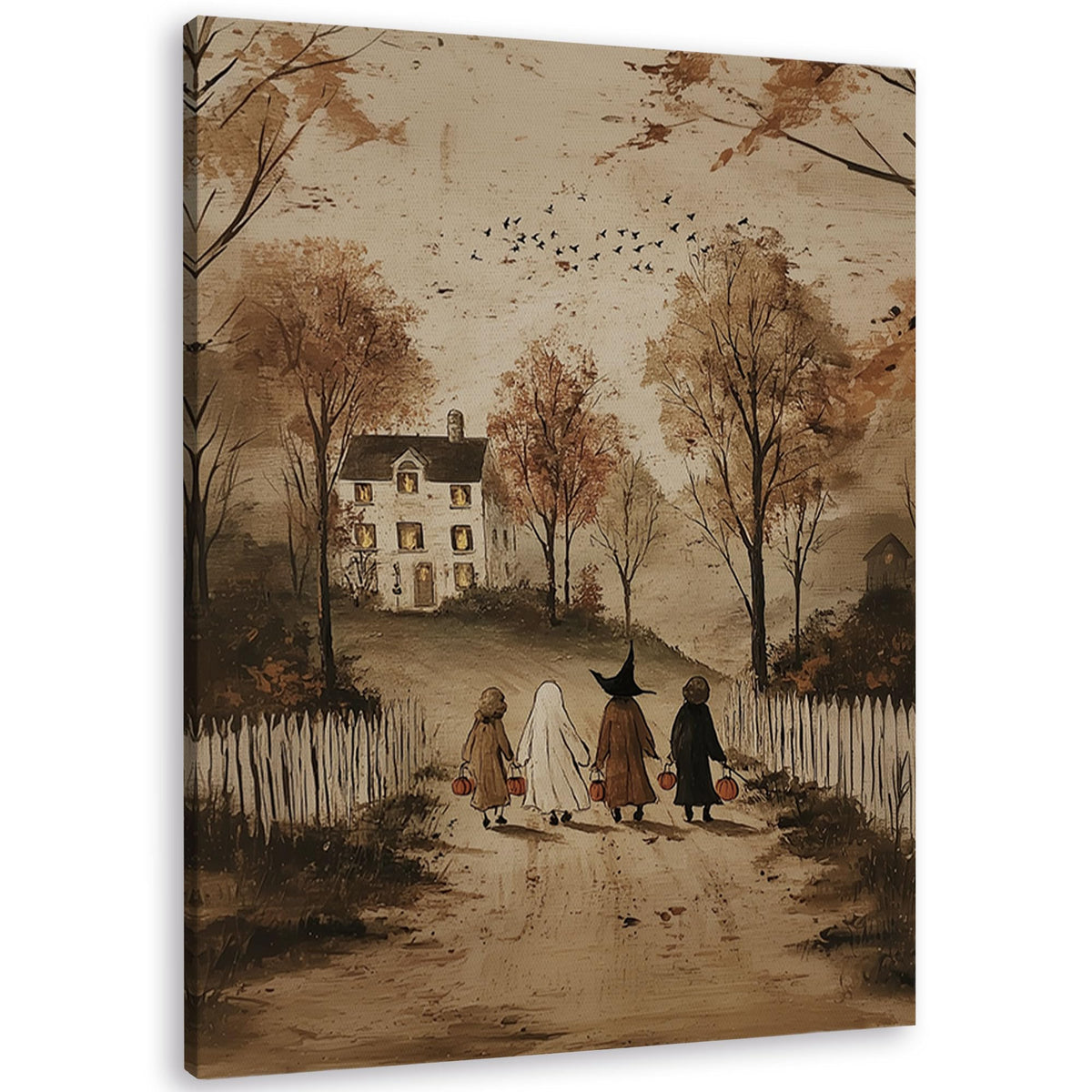 TLESKE Fall Pumpkin Rustic Farmhouse Wall Art Decor 11x14 (White-01)