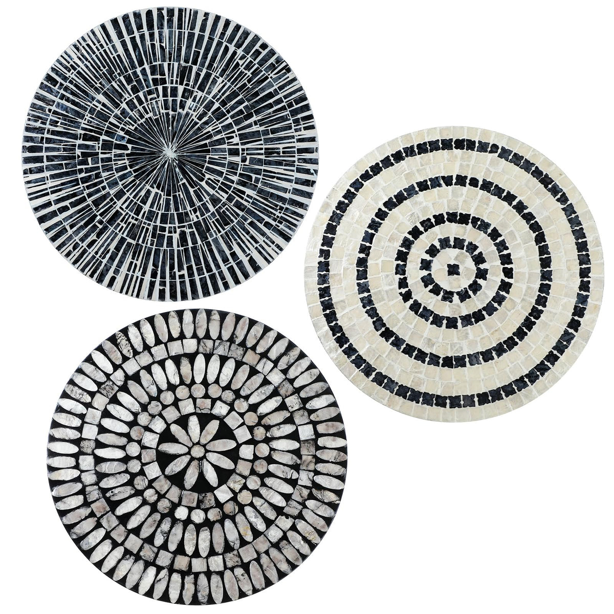 Tioncy 3 Pcs 11.8'' Blue Mother of Pearl Shell Plate Coastal Wall Art