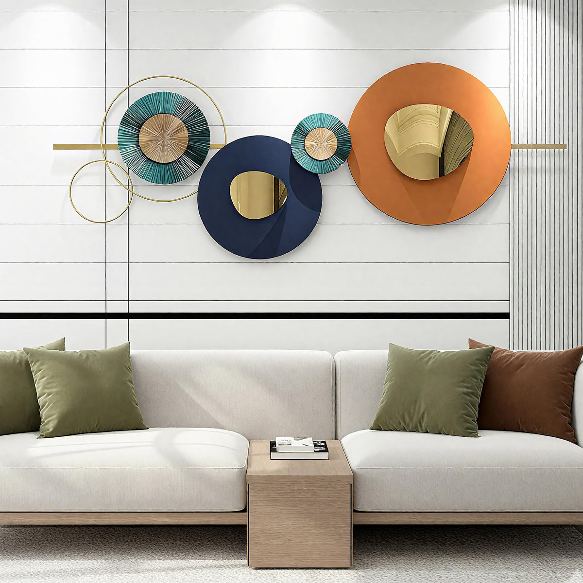 Lucky Monet Wall Art Decor Large Metal Wall Art Modern Geometric Circular Decor Wall Sculptures Wall Hanging Decoration for Living Room Dinning Room Bedroom Entryway Kitchen (Style 3)