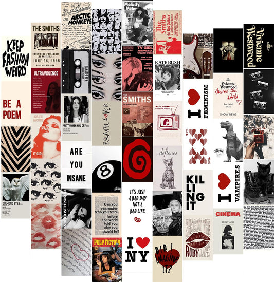 KBKBART 50Pcs Downtown Girl Room Decor, Y2k Wall Art Prints for Bedroom, Coquette Wall Collage Kit for Room Aesthetic, 4"x6" Vintage Photo Collage Kit Pictures, Retro Rockstar Posters Dorm Decor