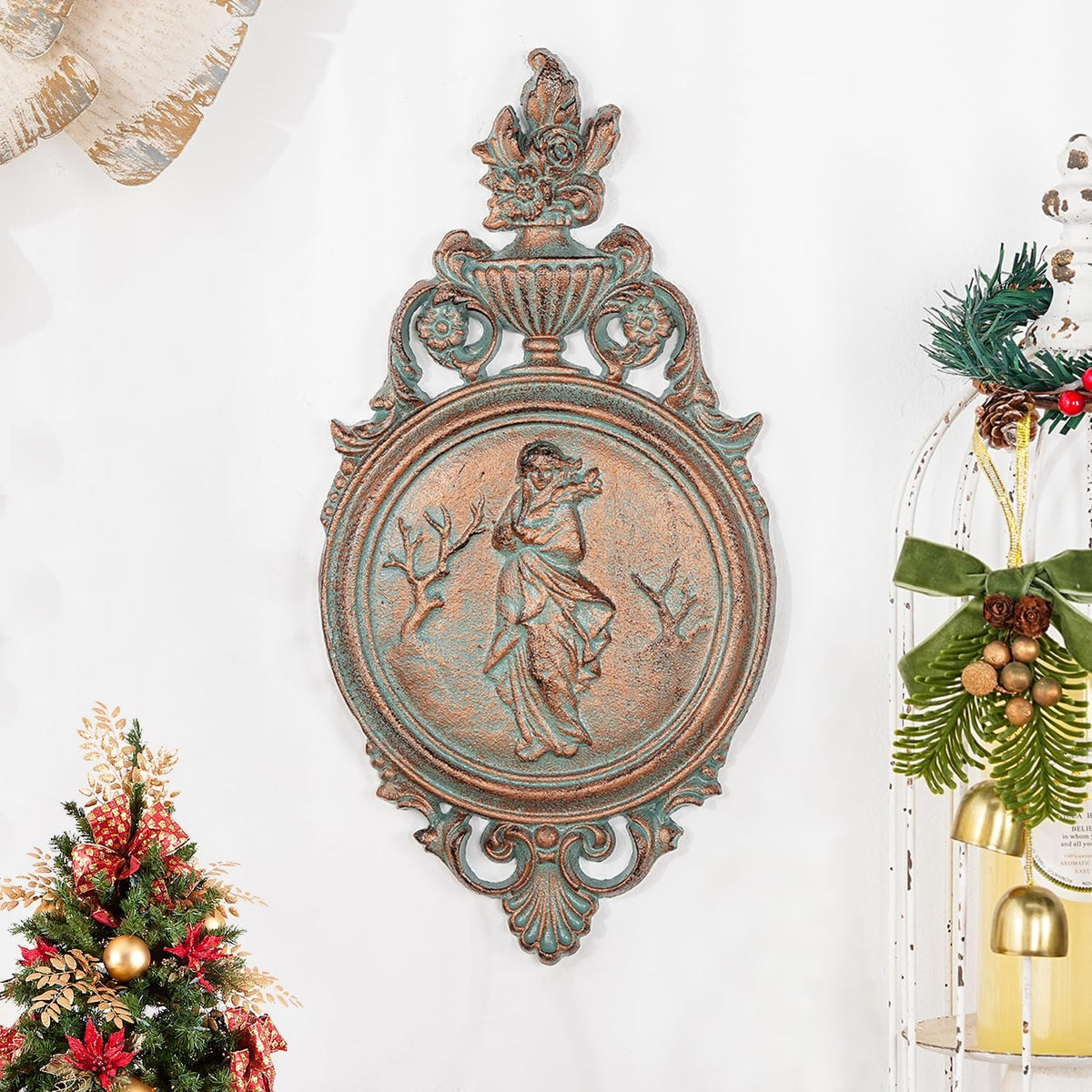 Sungmor Copper Cast Iron Wall Plaque -Classical Lady Relief in French Style