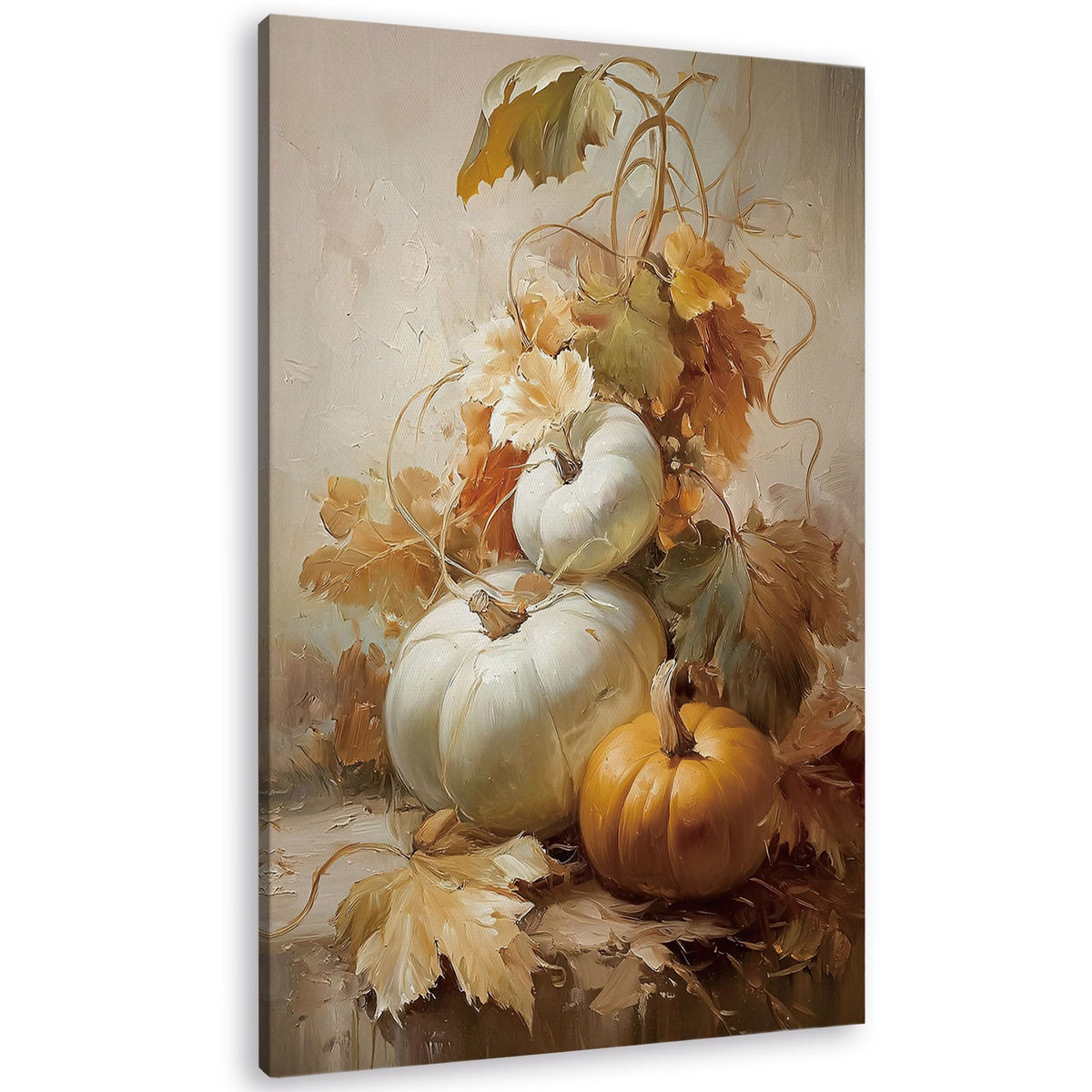 TLESKE Fall Pumpkin Rustic Farmhouse Wall Art Decor 11x14 (White-01)