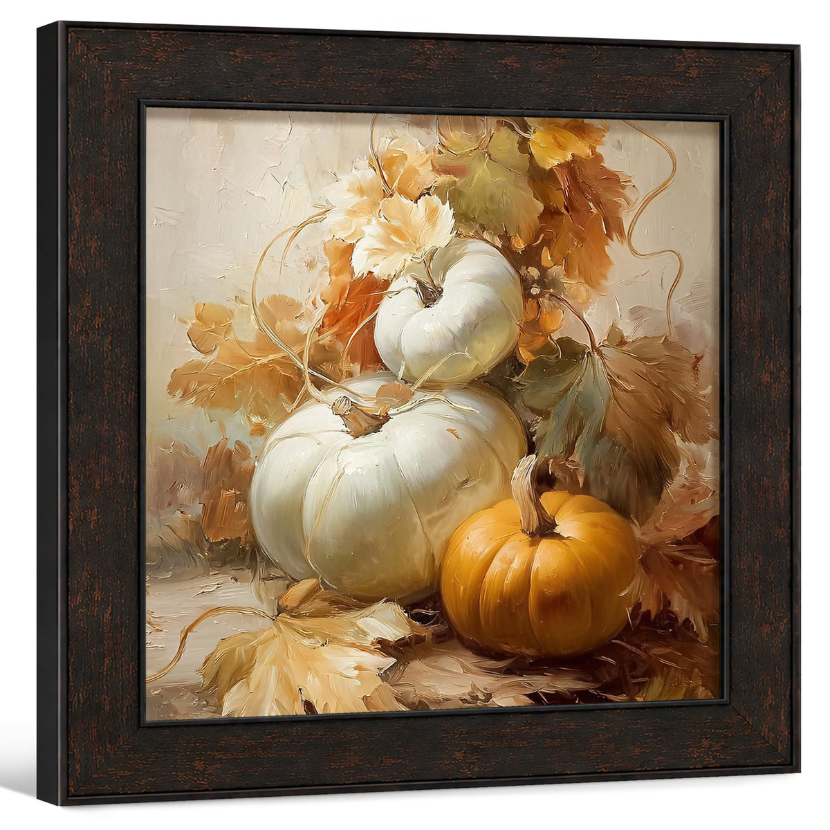 TLESKE Fall Pumpkin Rustic Farmhouse Wall Art Decor 11x14 (White-01)