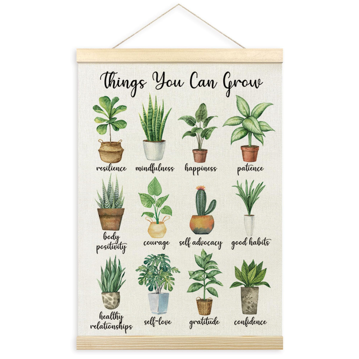 TLESKE Mental Health Wall Art Poster for Therapist Therapy Counseling Office, Motivational Inspirational Wall Decor for Classroom, Growth Looks Different for Everyone Poster with Hanger Frame 12x16
