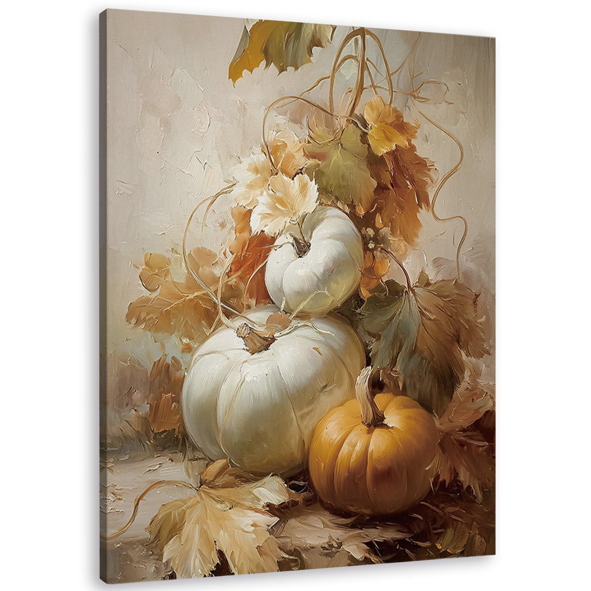 TLESKE Fall Pumpkin Rustic Farmhouse Wall Art Decor 11x14 (White-01)